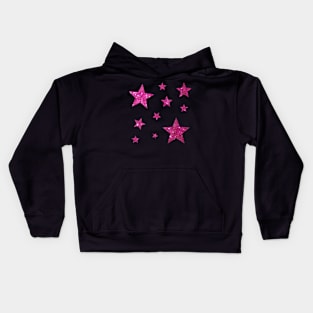 Hot Pink Faux Glitter Stars Kids Hoodie